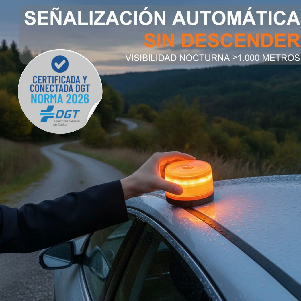 Baliza V16 | 2ª GENERACION Geolocalización DGT 3.0 | Luz Emergencia Coche Homologado DGT | SIM y Datos Pagados hasta 2038