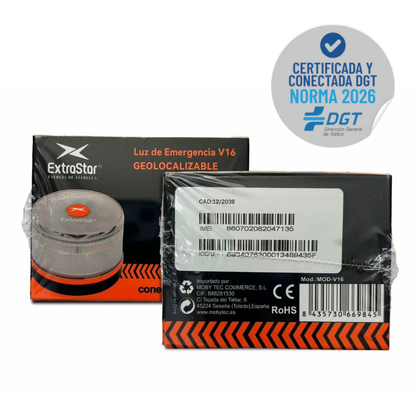 Baliza V16 | 2ª GENERACION Geolocalización DGT 3.0 | Luz Emergencia Coche Homologado DGT | SIM y Datos Pagados hasta 2038