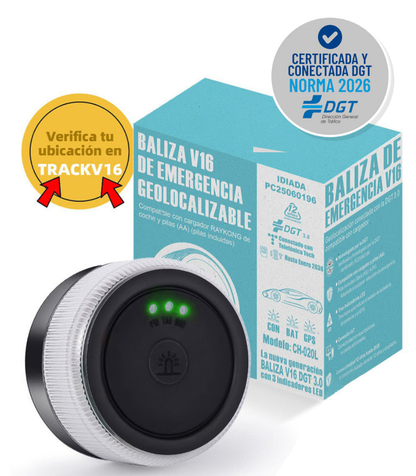 Baliza V16 | 2ª GENERACION Geolocalización DGT 3.0 | Luz Emergencia Coche Homologado DGT | SIM y Datos Pagados hasta 2038